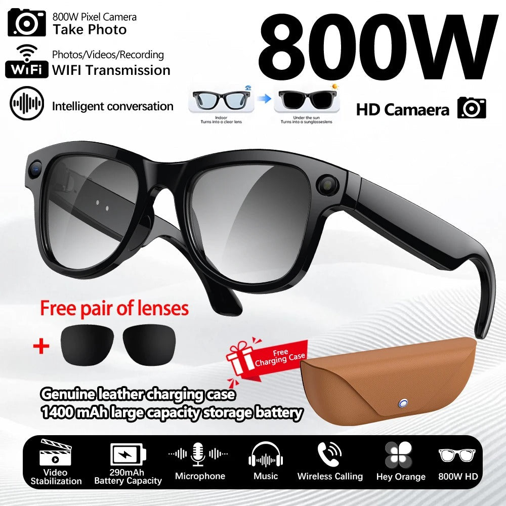 8MP 4K Camera Smart Glasses with AI Language Assistant & Call Real-time Translation